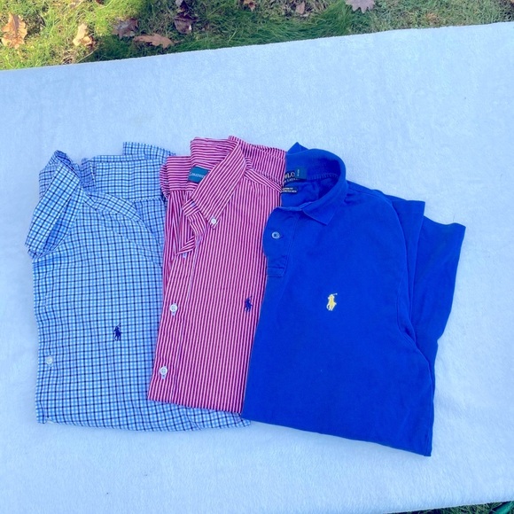 Ralph Lauren Lot Shirts Size Large long sleeve polo Blue Red - Picture 2 of 13